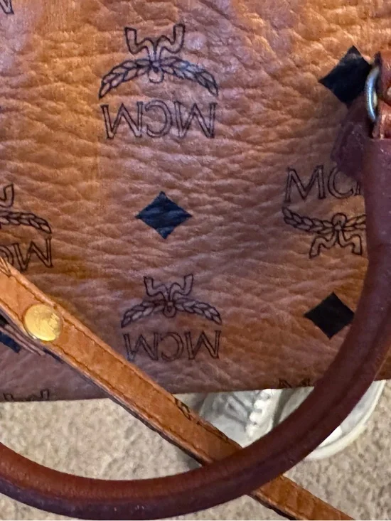 MCM Cognac Visetos Mini Crossbody Satchel with Gold Hardware - Picture 10 of 16